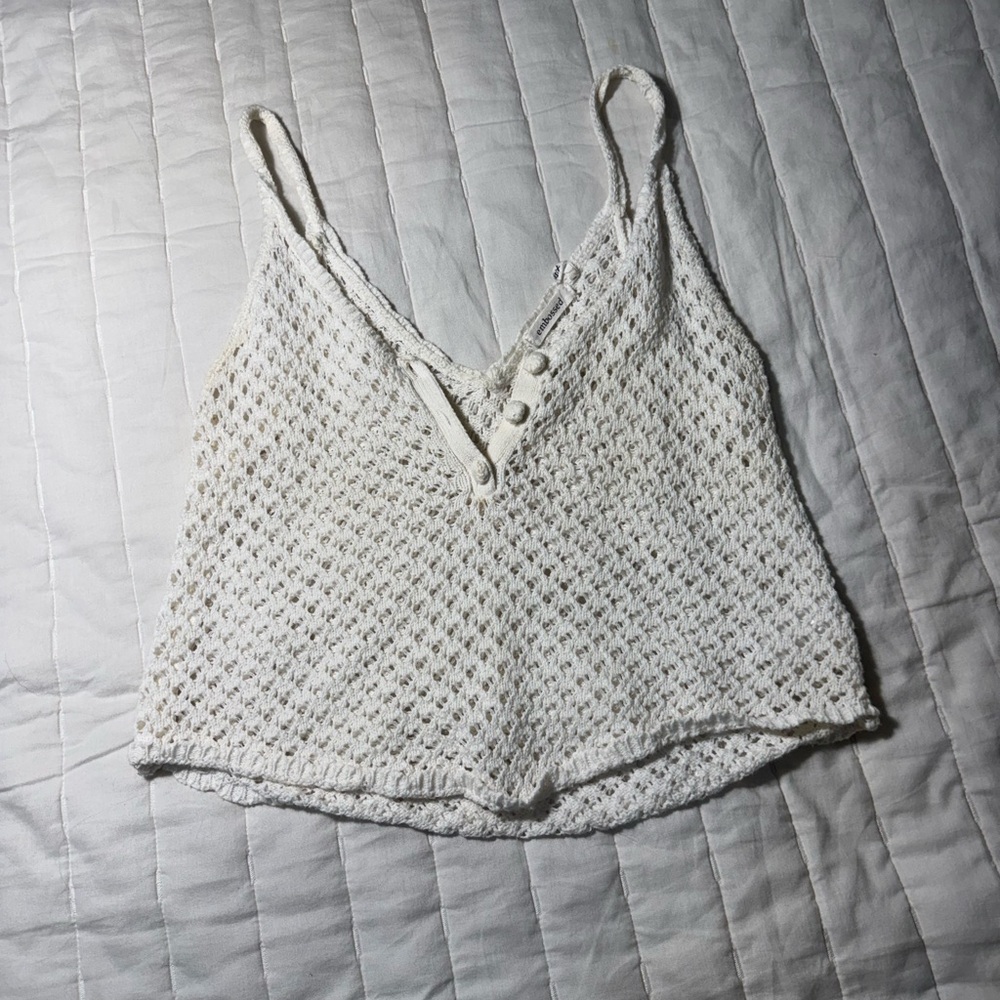 White Crochet Tank Top